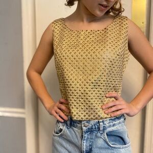 Vintage Metallic Gold Sleeveless Top
